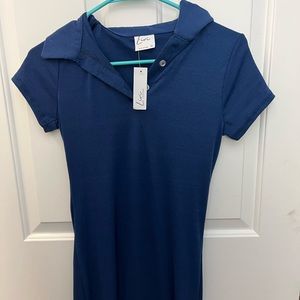 navy blue collared dress